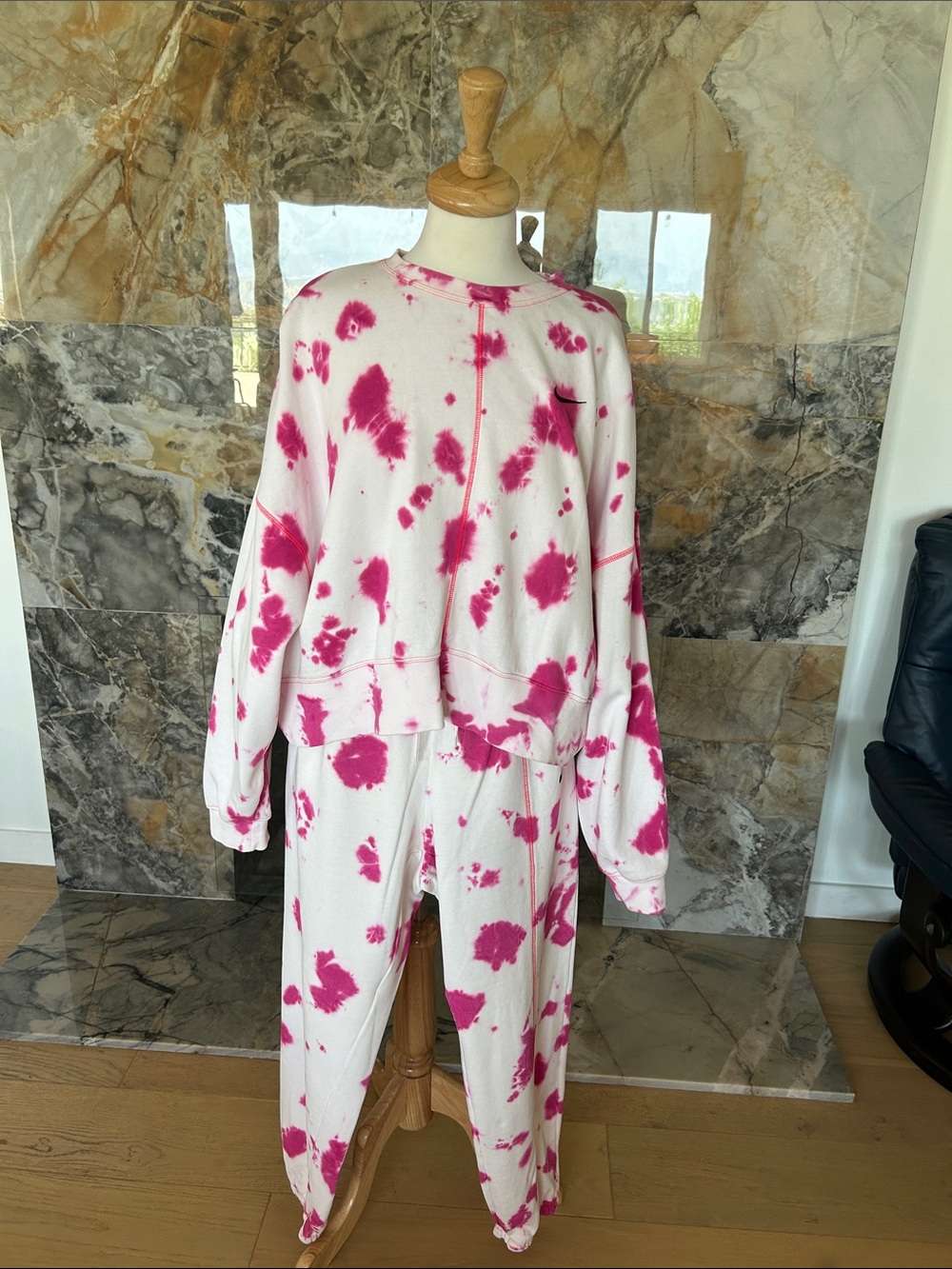 Nike White and Pink Tie-Dye Track Set - Women’s Joggers & Sweatshirt